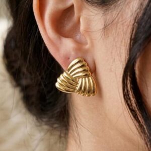 Gold Scalloped Shell Stud Earrings