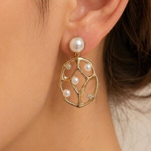Gold Pearls Drop Earrings