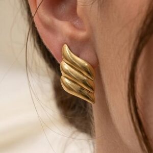 Chunky Gold Ribbed Earrings