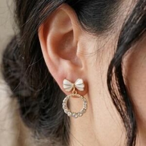 White Enamel Bow Earring
