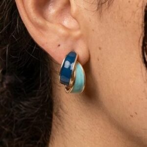 Navy and Light Blue Enamel Stud Earrings