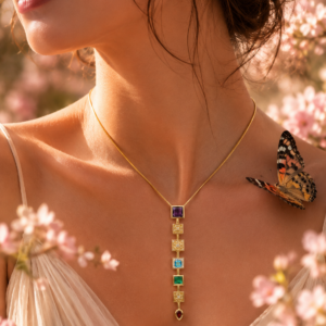 Multi-Gemstone Chakra Linear Drop Necklace